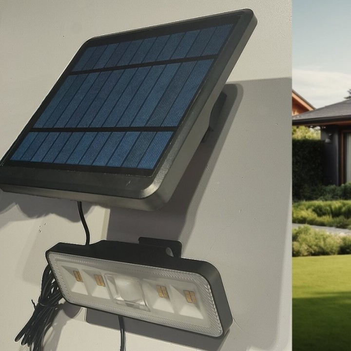 Applique solaire LED détachable 1000 lumens – Panneau déporté 2 m – Capteur PIR – 4000K