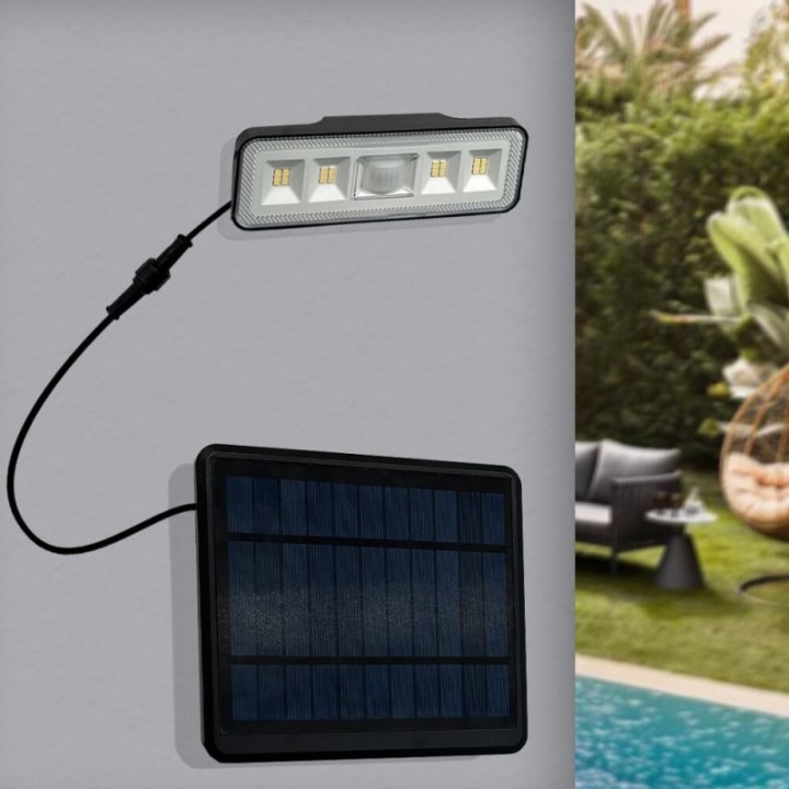 Applique solaire LED détachable 1000 lumens – Panneau déporté 2 m – Capteur PIR – 4000K