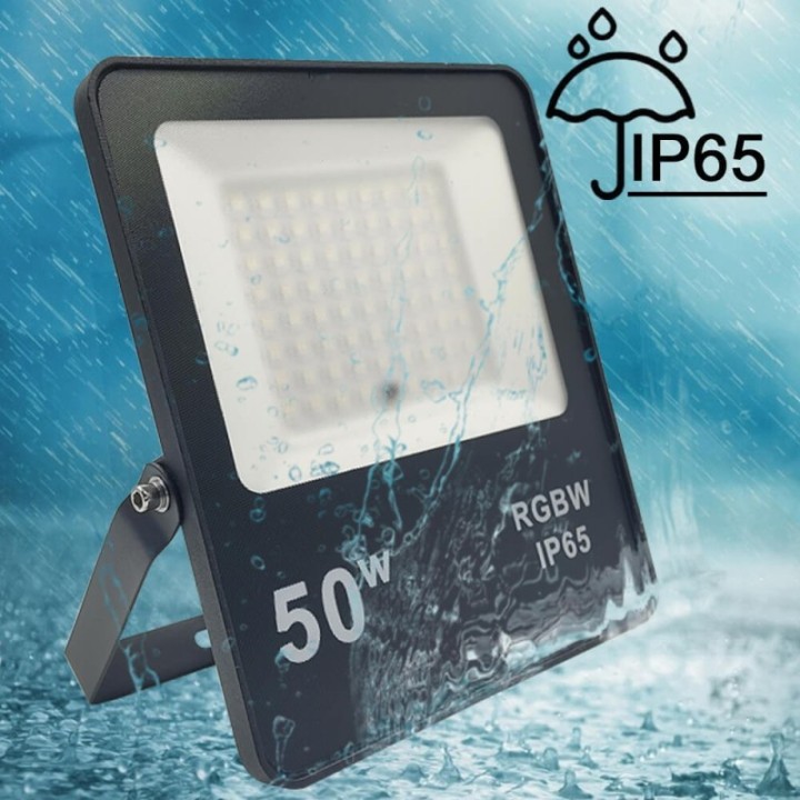 Projecteur LED RGB+W 50W – IP65 – Étanche – Éclairage Extérieur