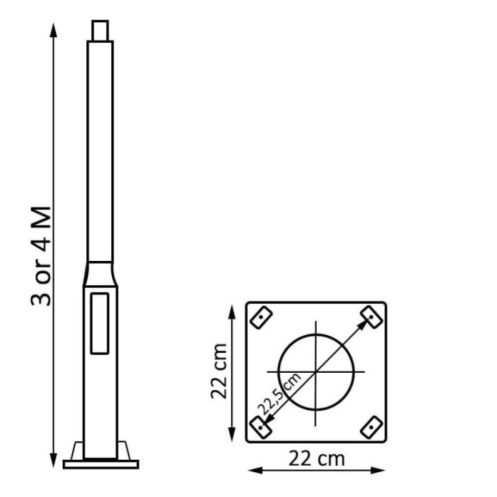 Colonne Noir - 3 mètres - 4 mètres - finition 60mm