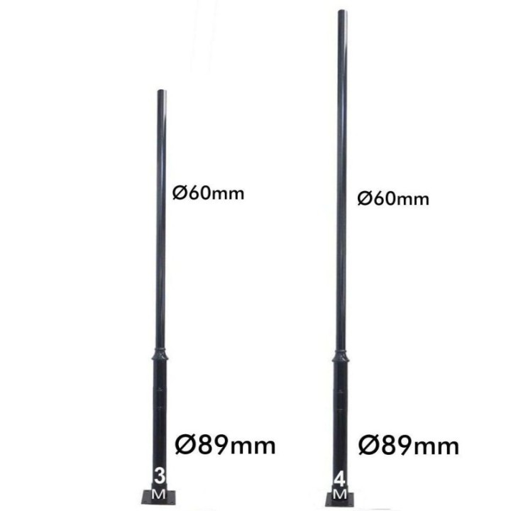 Colonne Noir - 3 mètres - 4 mètres - finition 60mm