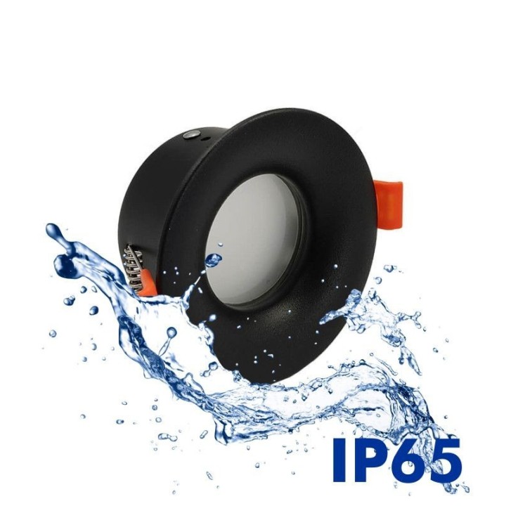 Anneau circulaire étanche fixe noir courbé IP65 - GU10