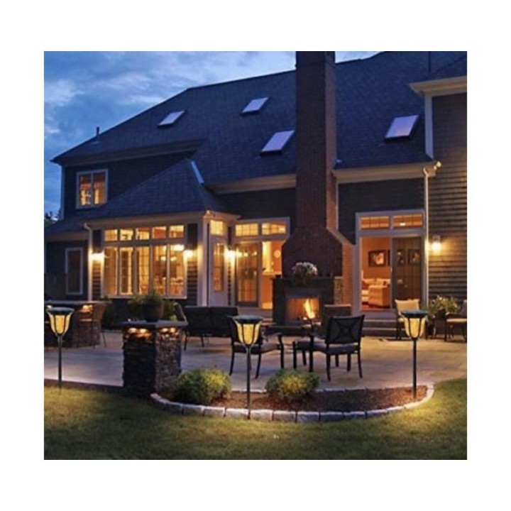 Torche Solaire LED effet Flamme sur Piquet