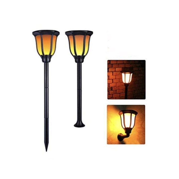 Torche Solaire LED effet Flamme sur Piquet