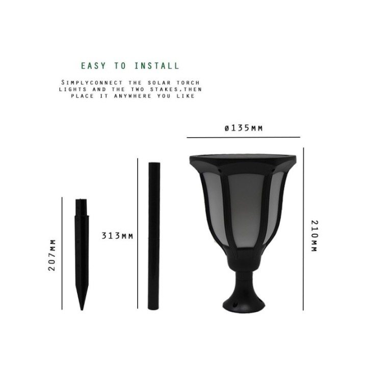 Torche Solaire LED effet Flamme sur Piquet