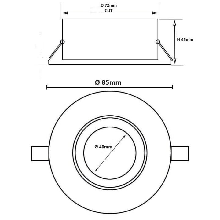 Anneau d'encastrement fixe étanche GU10 - IP65 - BLANC