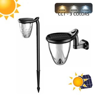 Applique solaire LED 3-en-1 200 lm – CCT (3000K/4000K/5700K) – IP54 – Détecteur de mouvement