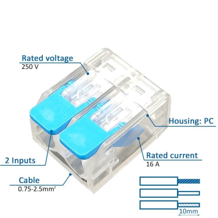 Connecteur Rapide - 2 Entrées - pour Câble Électrique