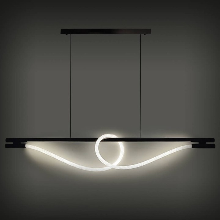 Suspension LED Noire avec Corde Lumineuse | 25W 3500K | Design Élégant