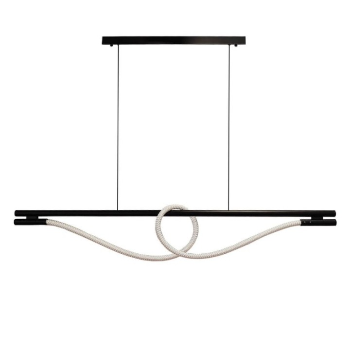 Suspension LED Noire avec Corde Lumineuse | 25W 3500K | Design Élégant