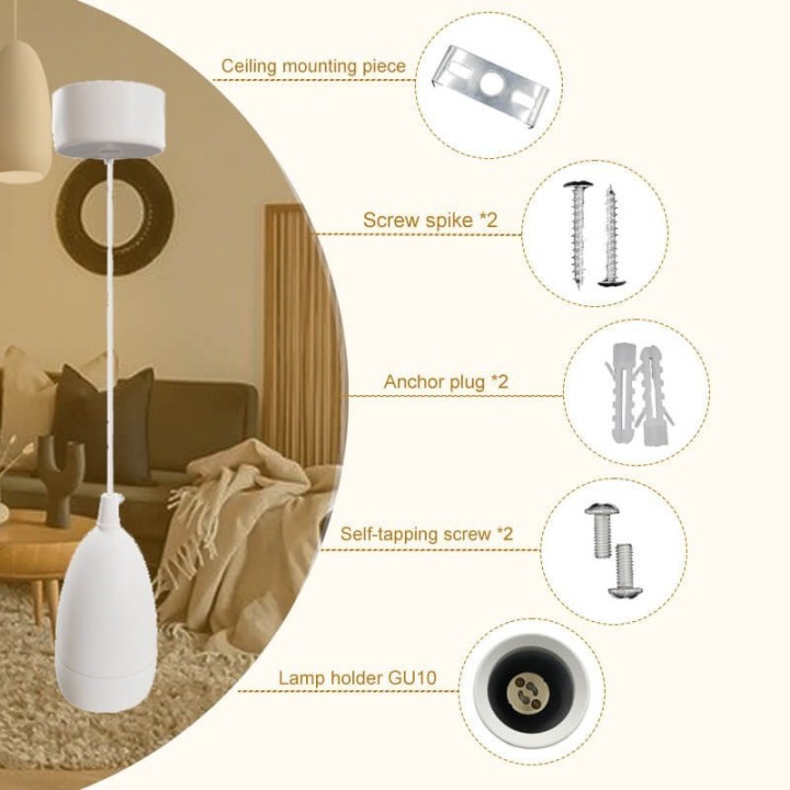 Lampe Suspendue Blanc pour GU10 - Design Élégant et Minimaliste