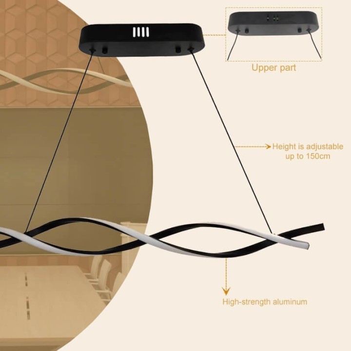 Suspension LED Design Noire | 24 watts | Élégante et Moderne en Alu