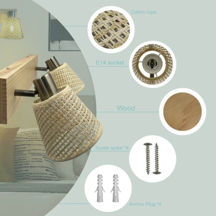 Applique murale en osier pour ambiance tamisée