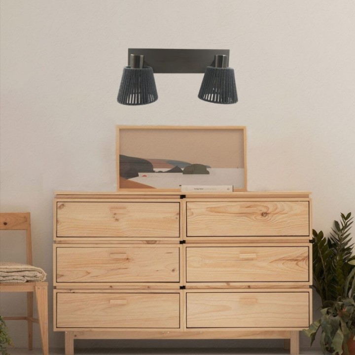 Applique murale en bois noir – Éclairage LED design bois