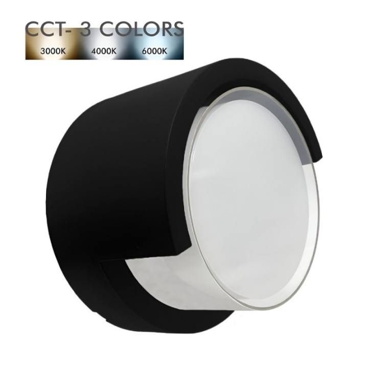 Applique murale LED ronde noir 15W – CCT réglable – Étanche IP65