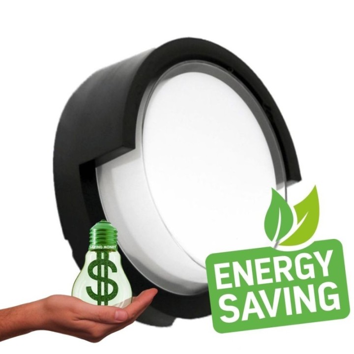 Applique murale LED ronde noir 15W – CCT réglable – Étanche IP65