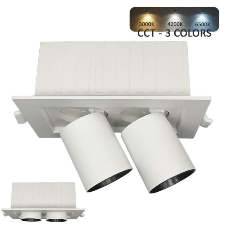 Spot LED rectangulaire 12 watts - double périscope - CCT