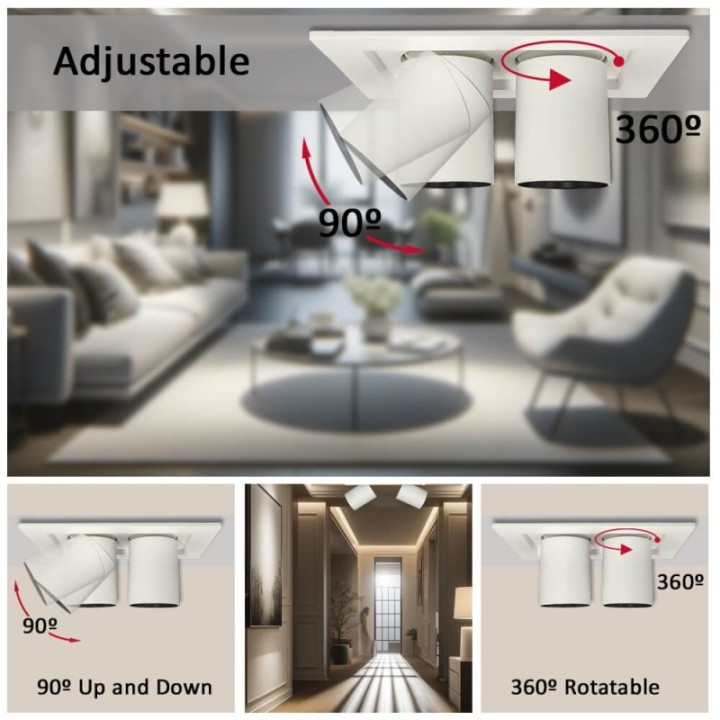 Spot LED rectangulaire 12 watts - double périscope - CCT