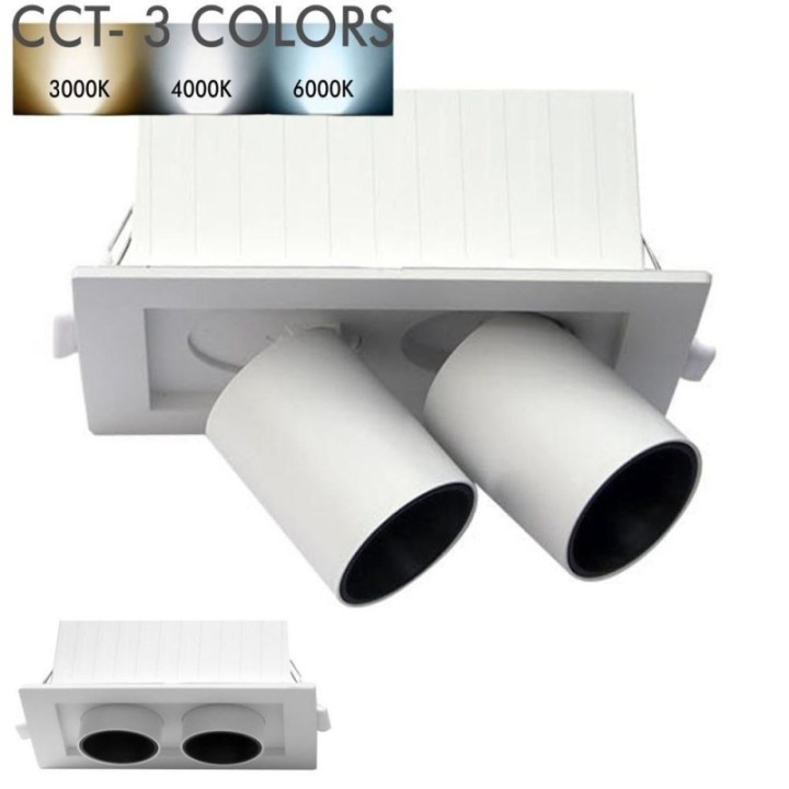 Spot LED rectangulaire 12 watts - double périscope - CCT