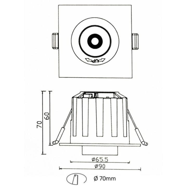 Spot LED 6W - PERISCOPIQUE ORIENTABLE - Carré - CCT