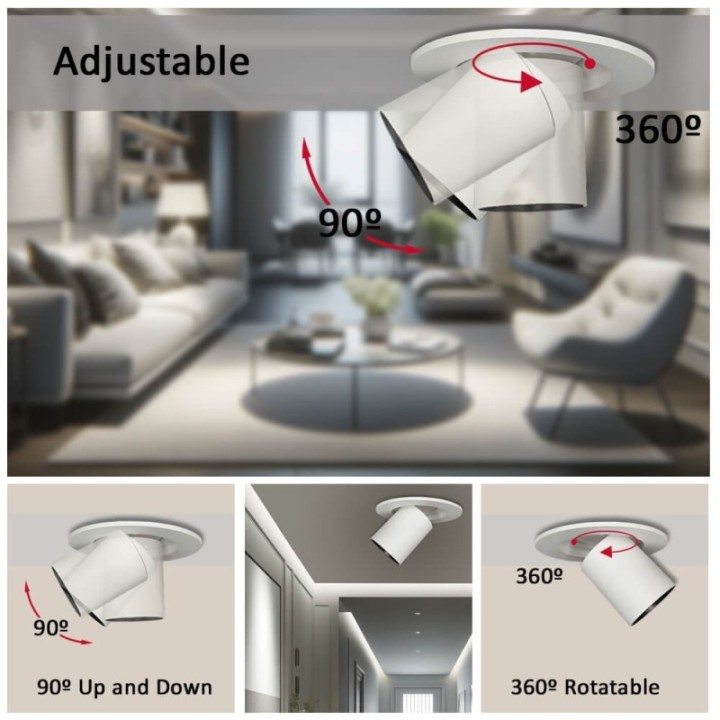 Spot LED 6W - PERISCOPIQUE ORIENTABLE - rond - CCT