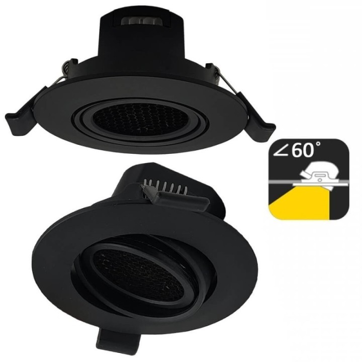 Spot encastrable LED 7W - Rond Noir - CCT - UGR19