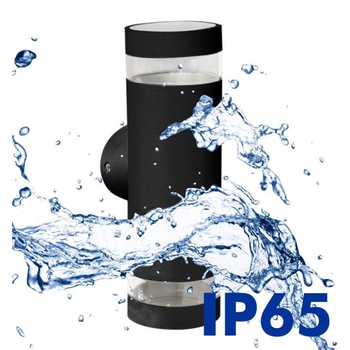 Applique murale LED noir cylindrique 18W – CCT réglable – Étanche IP65