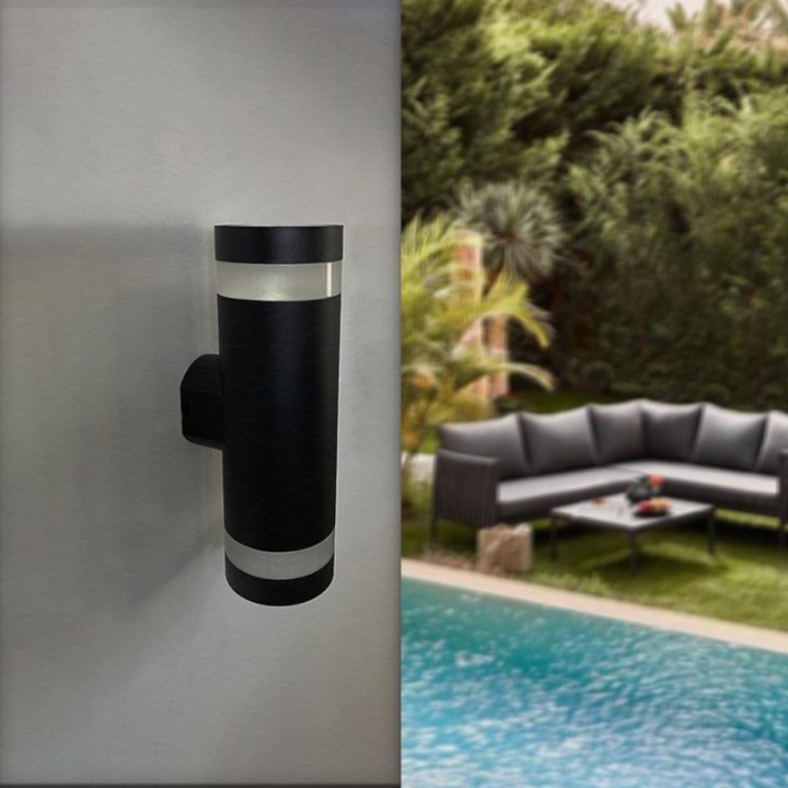 Applique murale LED noir cylindrique 18W – CCT réglable – Étanche IP65