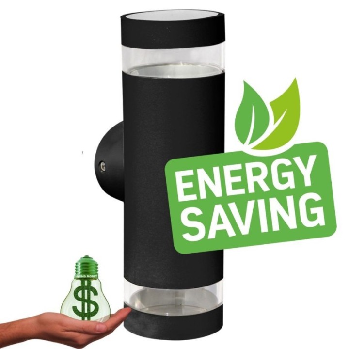 Applique murale LED noir cylindrique 18W – CCT réglable – Étanche IP65