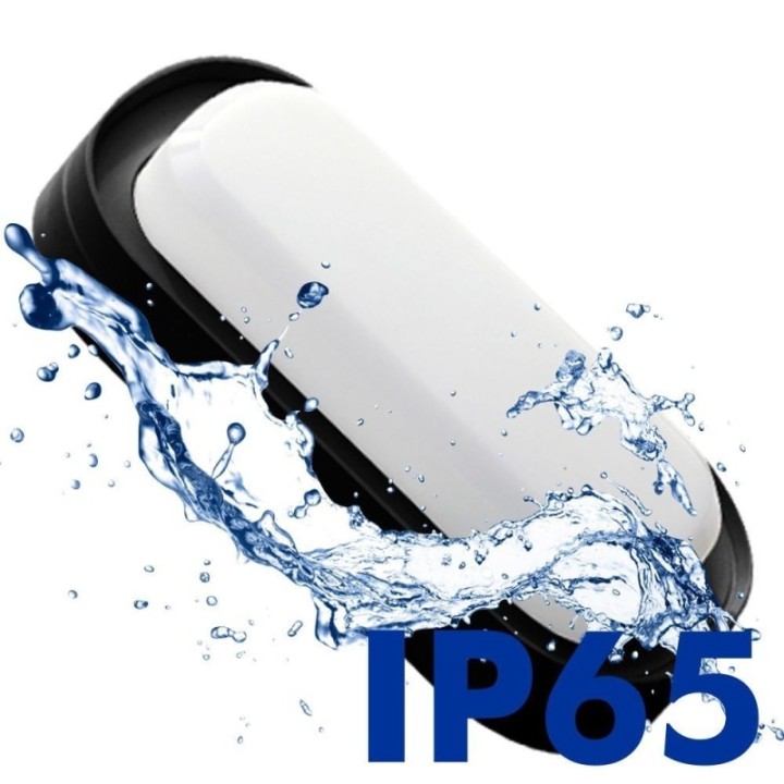 Luminaire LED ovale 18W IP65 – CCT couleur sélectionnable – Noir – Applique ou plafond