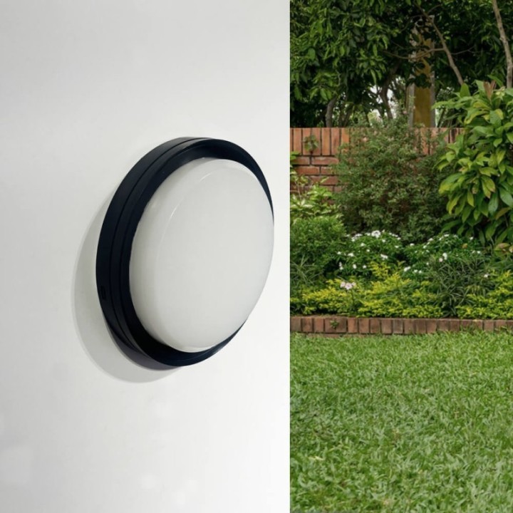 Plafonnier LED 18W IP65 – CCT couleur sélectionnable – Noir – Applique ou plafond