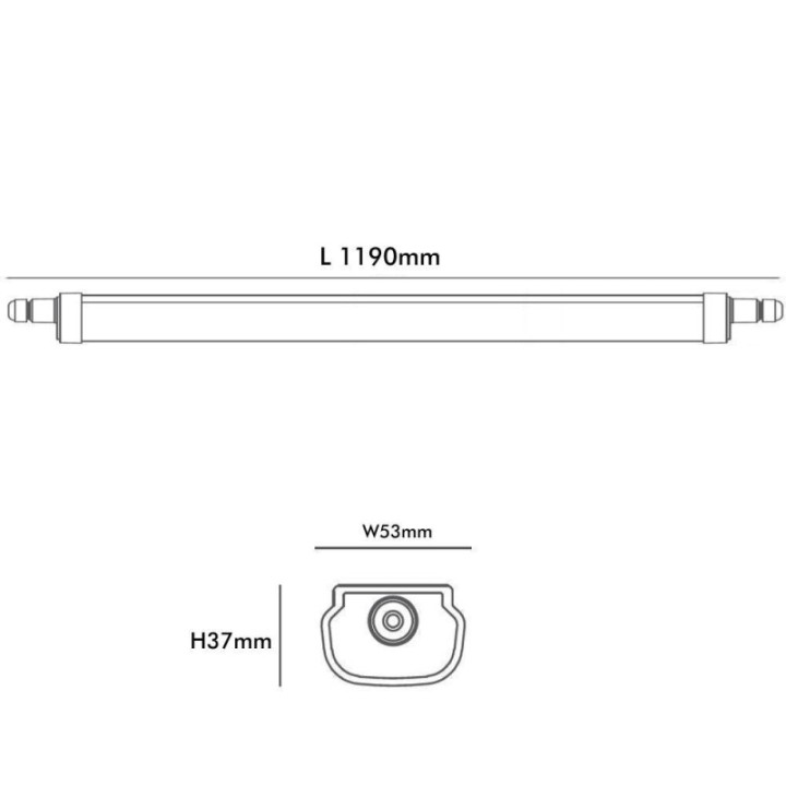 Croquis de l'éclairage LED 120 cm étanche performant et puissant