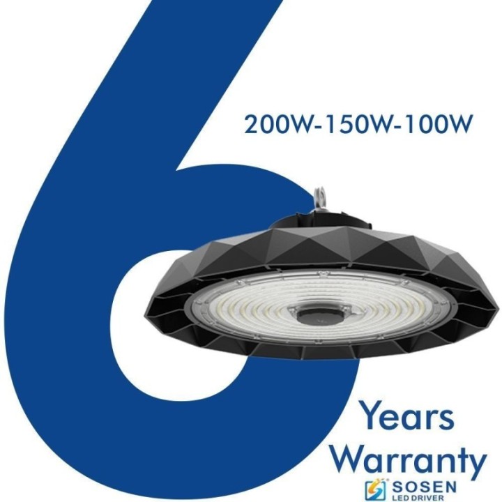 Cloche Industrielle LED UFO 200W-100W – SOSEN – 170 lm/W – IP65