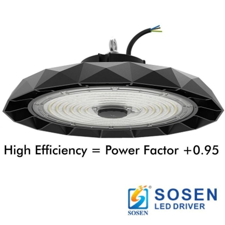 Cloche Industrielle LED UFO 200W-100W – SOSEN – 170 lm/W – IP65