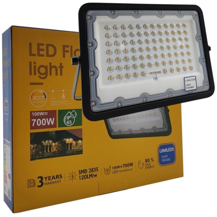 eclairage-extérieur-100w-ip65-aluminium-noir