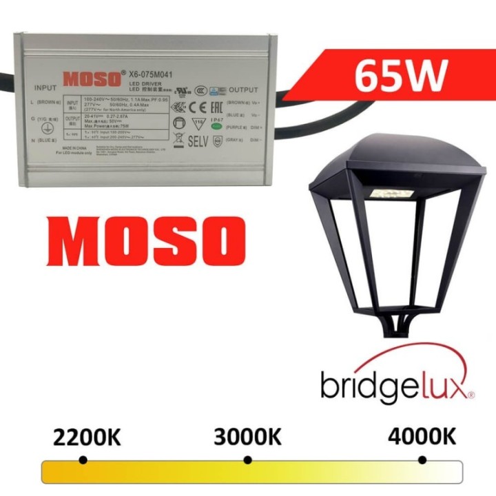 Réverbère LED Design Moderne 65W | Aluminium | Éclairage Extérieur