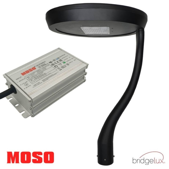 Réverbère LED 65 watts noir | Aluminium une branche | Éclairage Extérieur