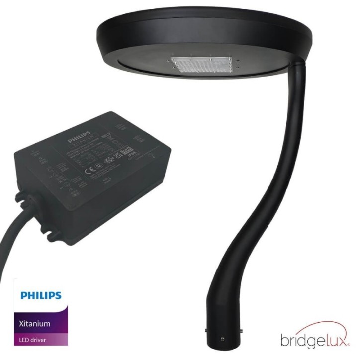 Réverbère LED 65 watts noir | Aluminium une branche | Éclairage Extérieur