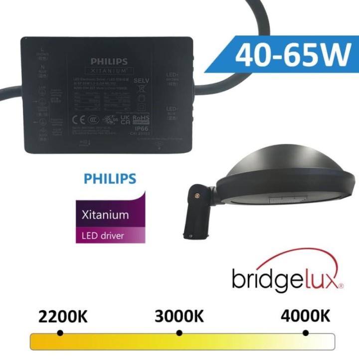 Réverbère LED 65W avec Bras Articulé |Demi dome| Éclairage Extérieur