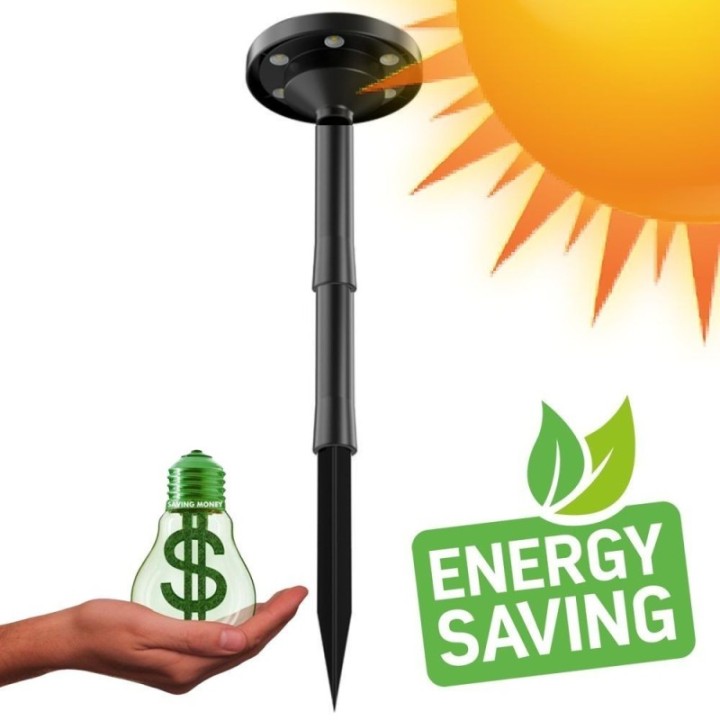 Piquet solaire LED de jardin IP65 – Lumière CCT sélectionnable – 4 modes – Montage mural ou au sol