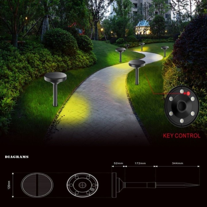 Piquet solaire LED de jardin IP65 – Lumière CCT sélectionnable – 4 modes – Montage mural ou au sol