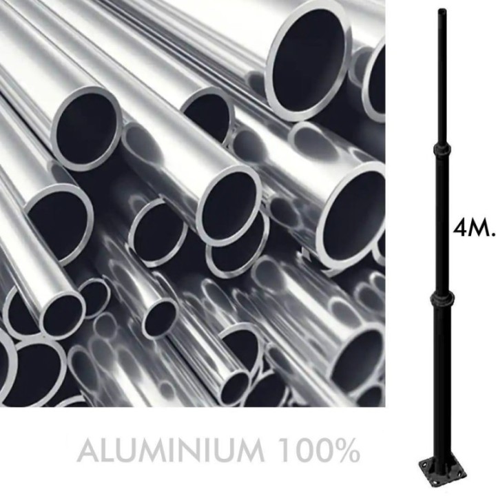 Colonne  4 mètres Aluminium Télescopique noire - TRANSPORT FACILE
