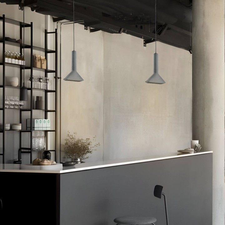 Lampe Suspendue Ovale en Béton | Design Industriel et Élégant -E14