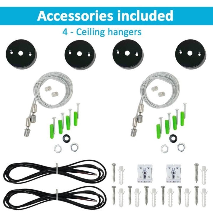 Lampe Linéaire LED 72W 2m Noire | UGR17 | Suspension ou Surface | Éclairage Professionnel