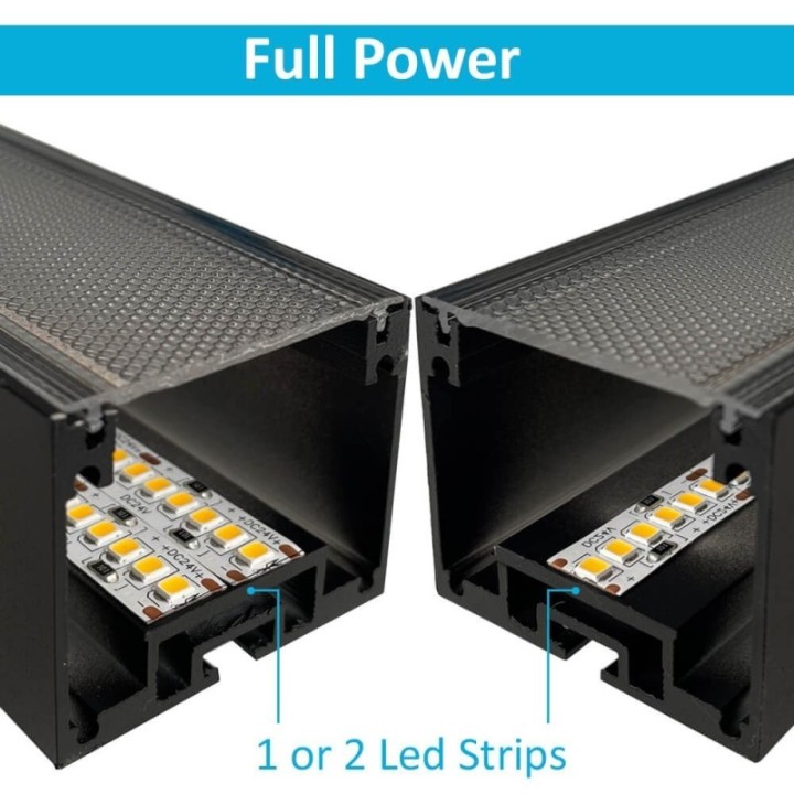 Lampe Linéaire LED 72W 2m Noire | UGR17 | Suspension ou Surface | Éclairage Professionnel