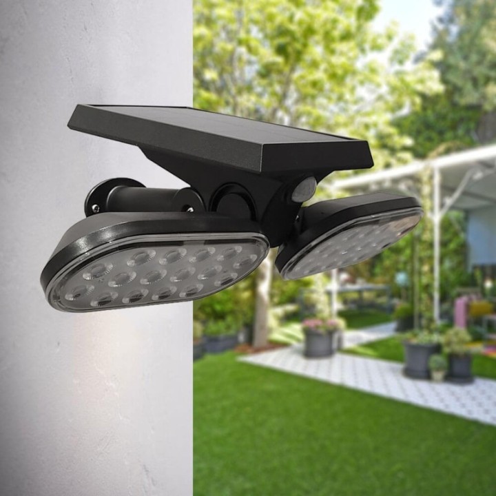 Lampe solaire de jardin 4500K orientable 360° – Détecteur de mouvement – Éclairage extérieur autonome