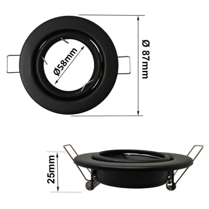 Anneau d’Encastrement Rond Réglable Aluminium – GU10 / MR16