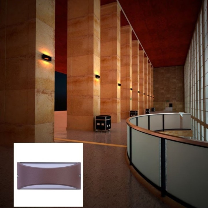 Applique murale LED marron IP54 – Aluminium & verre – Douille E27 – Extérieure & intérieure