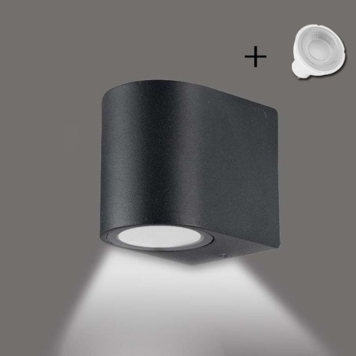 Applique murale LED extérieure IP65 – Aluminium et verre – Douille GU10