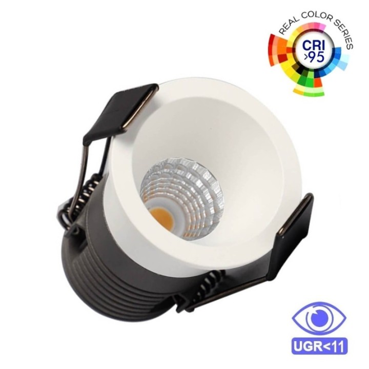 Mini spot LED 6W Blanc - Bridgelux - 40° - UGR11- CCT